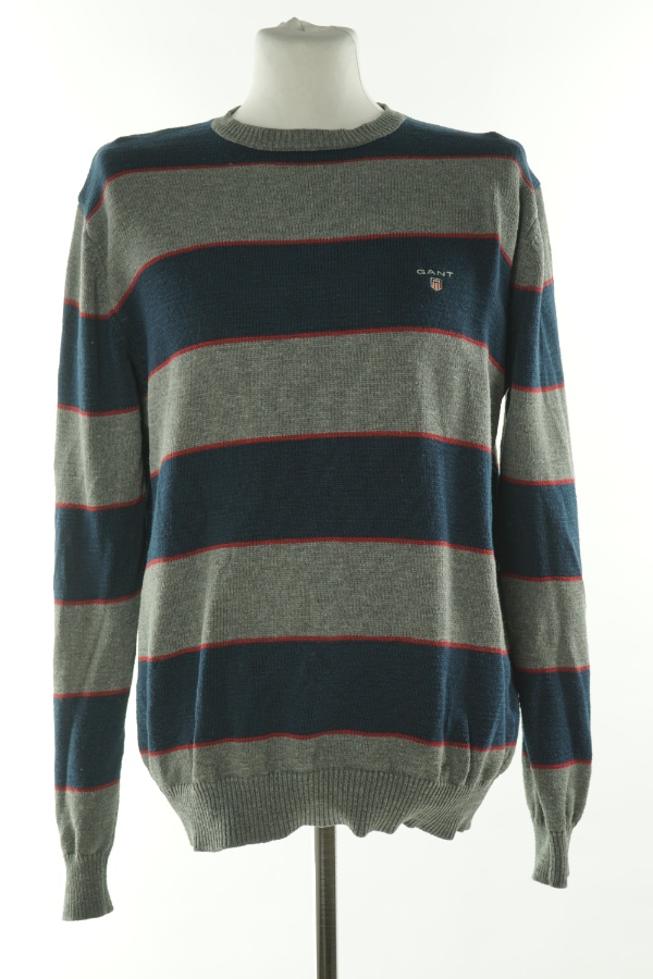 Sweter w granatowo - szare pasy - GANT zdjęcie 1