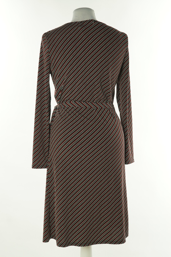 Sukienka kopertowa czarna w czerwono białe paski - MANGO zdjęcie 2