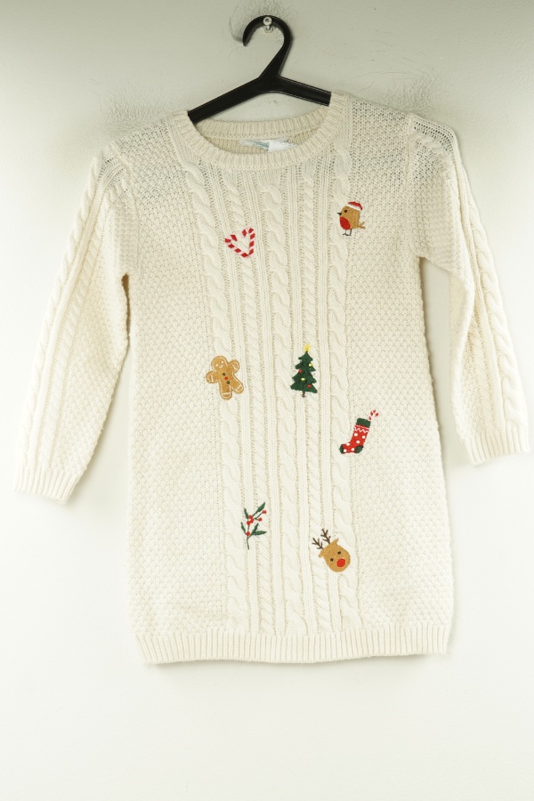 Tunika sweterkowa kremowa z motywem świątecznym - PRIMARK zdjęcie 1