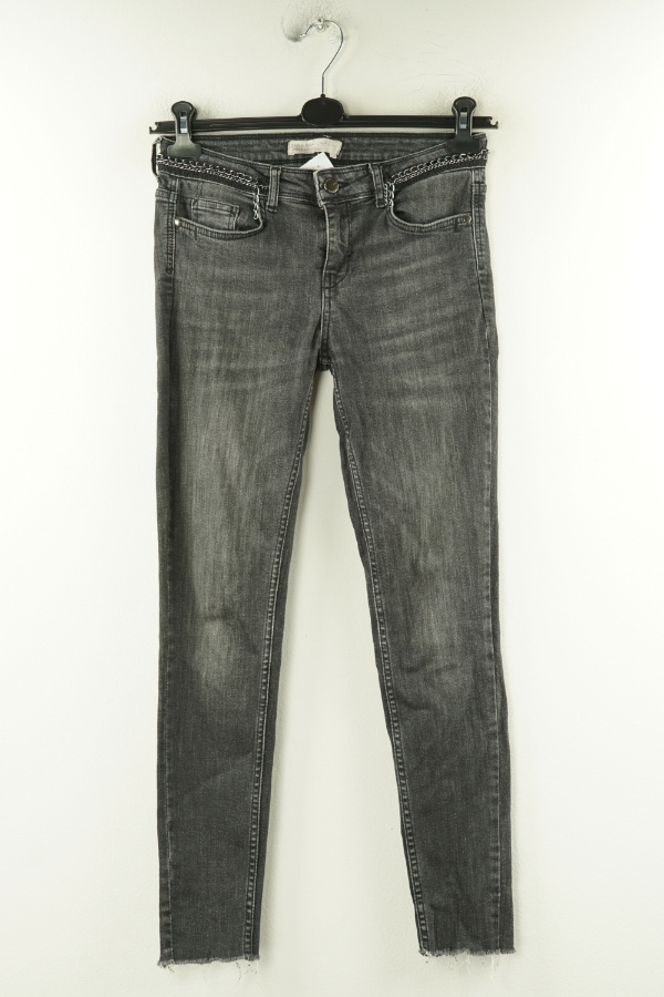 Spodnie czarne jeansowe z łańcuszkiem - ZARA zdjęcie 1