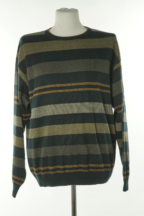 Sweter czarno pomarańczowy w paski - BAILEY zdjęcie 1