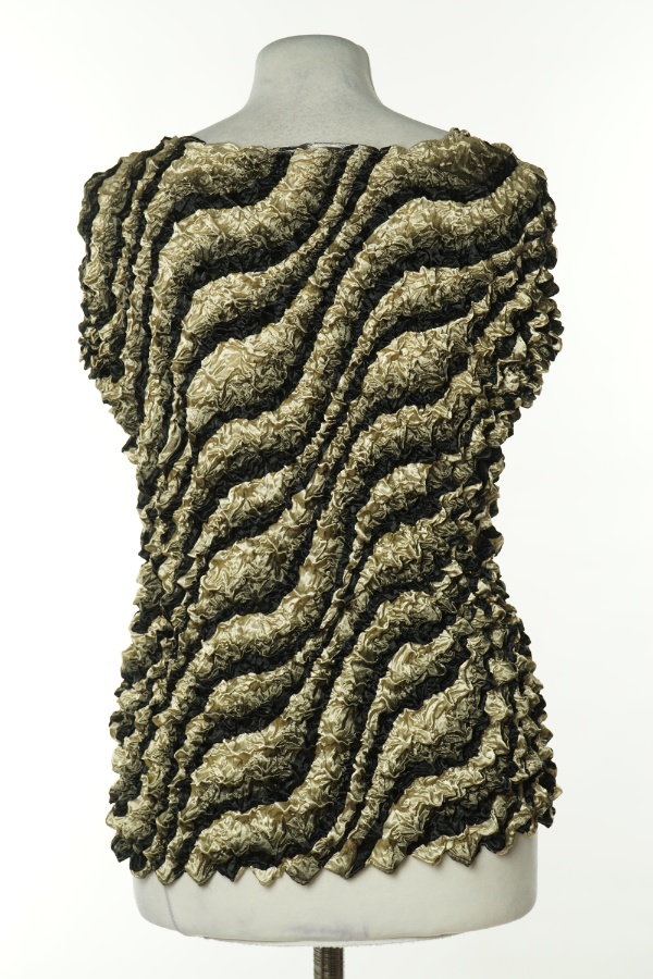 Bluzka beżowo-czarna z efektem gniecenia - JUST ELEGANCE zdjęcie 2