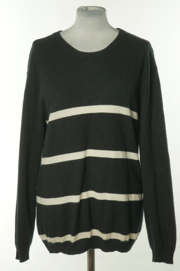 Sweter czarny w białe paski kaszmirowy - THE CASHMERE CENTRE zdjęcie 1