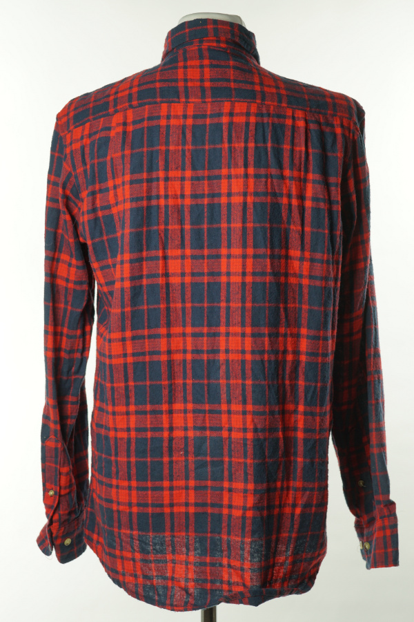 Koszula czerwono - granatowa kraciasta - BRAK METKI Z NAZWĄ PRODUCENTA zdjęcie 2