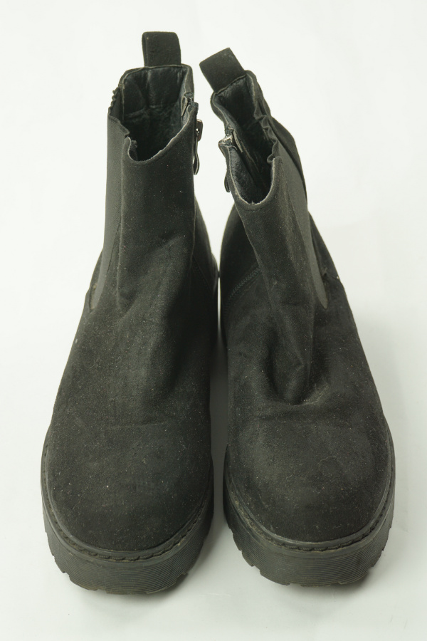 Botki czarne zamszowe - BRAK METKI Z NAZWĄ PRODUCENTA zdjęcie 3