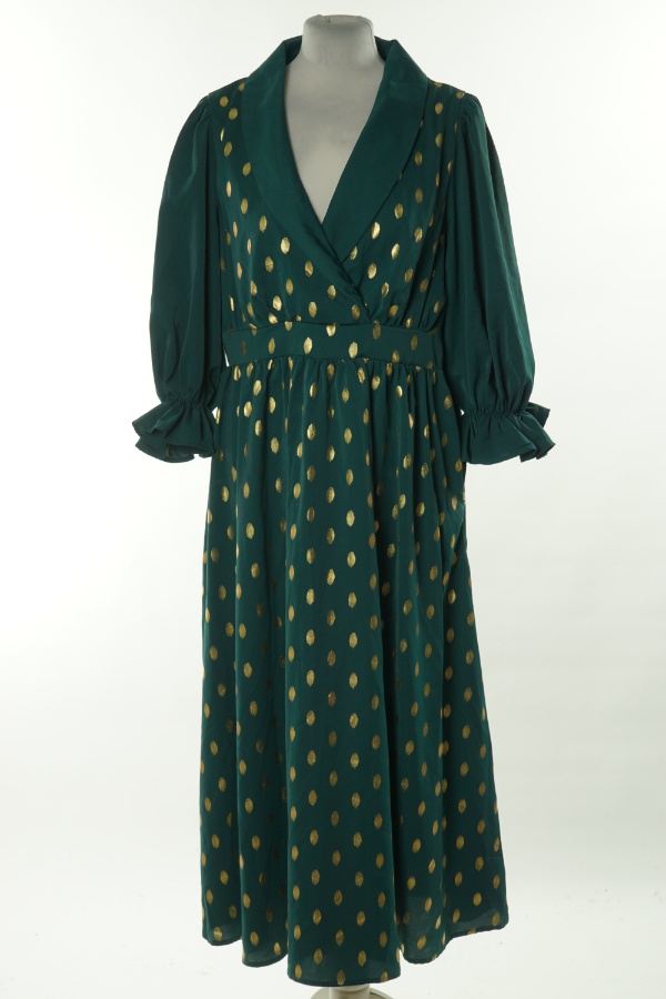 Sukienka zielona w złote ciapki - SHEIN zdjęcie 1