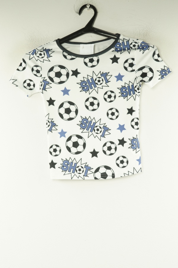 Bluzka biała z piłkami i napisami - SHEIN zdjęcie 1