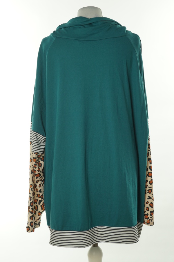 Bluzka zielona z wzorzystymi rękawami - EMERY ROSE zdjęcie 2