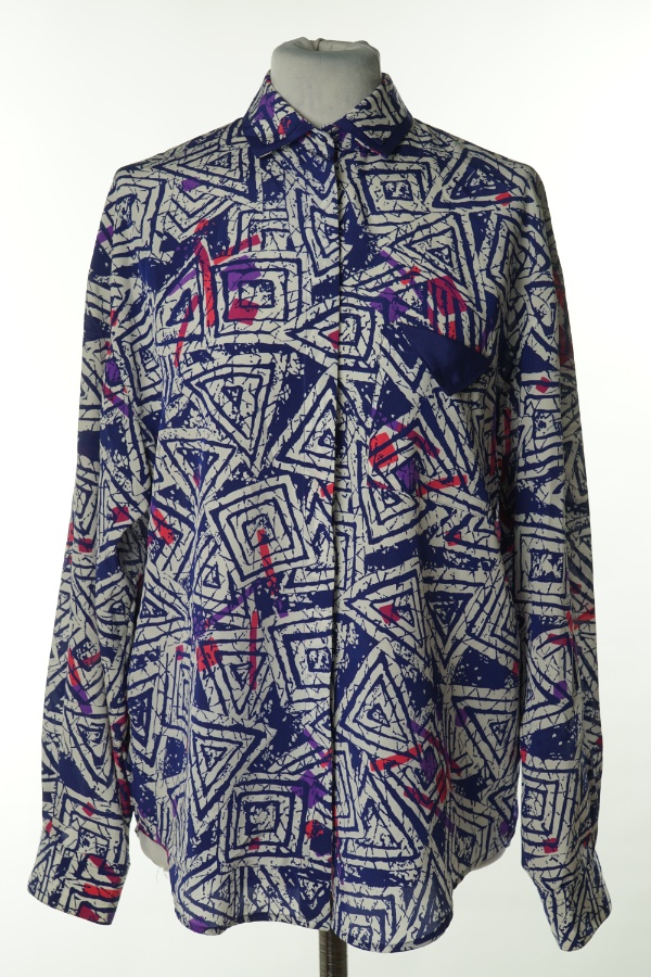 Koszula biało-niebieska wzorzysta - BRAK METKI Z NAZWĄ PRODUCENTA zdjęcie 1