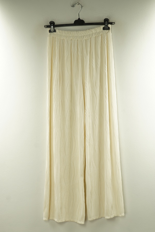 Spodnie materiałowe beżowe z szeroką nogawką - BRAK METKI Z NAZWĄ PRODUCENTA zdjęcie 1