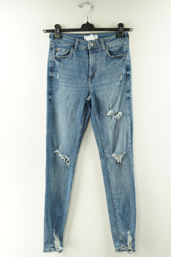 Spodnie niebieskie jeansowe z wysokim stanem - DENIM CO zdjęcie 1
