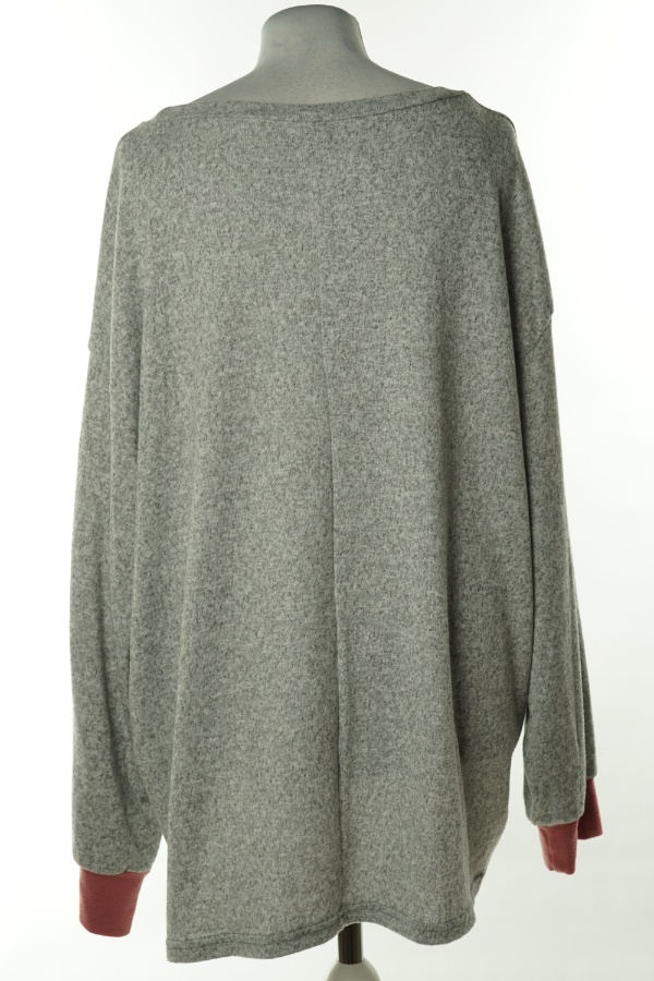 Bluza szara z różowym paskiem - SHEIN zdjęcie 2