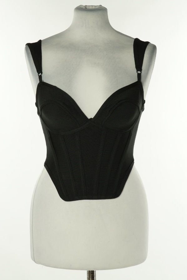 Top czarny gorsetowy - BRAK METKI Z NAZWĄ PRODUCENTA zdjęcie 1