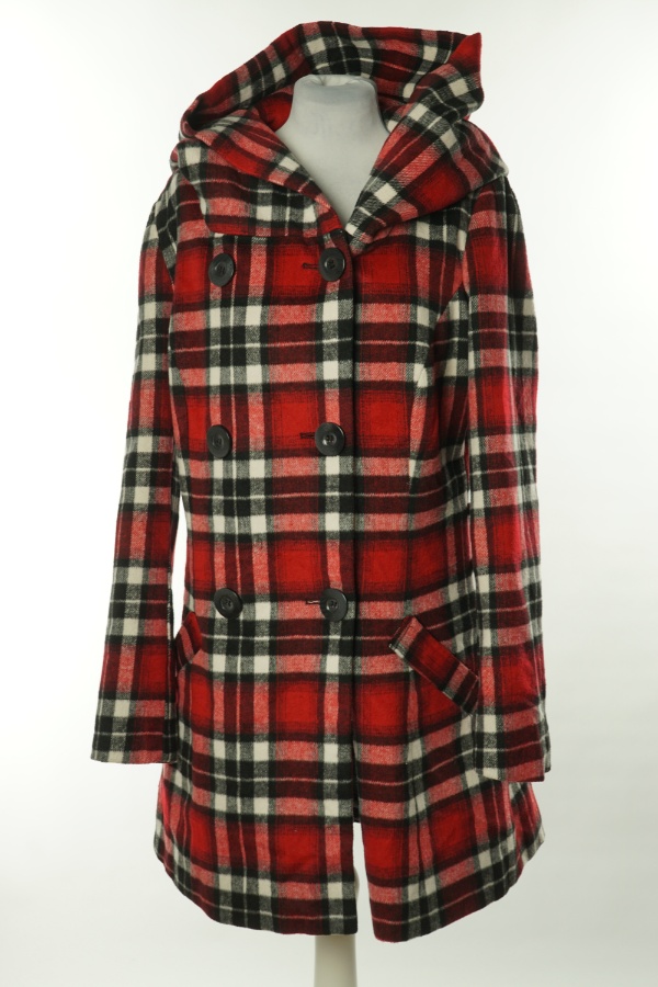Płaszcz czerwony w kratkę - NKD zdjęcie 1