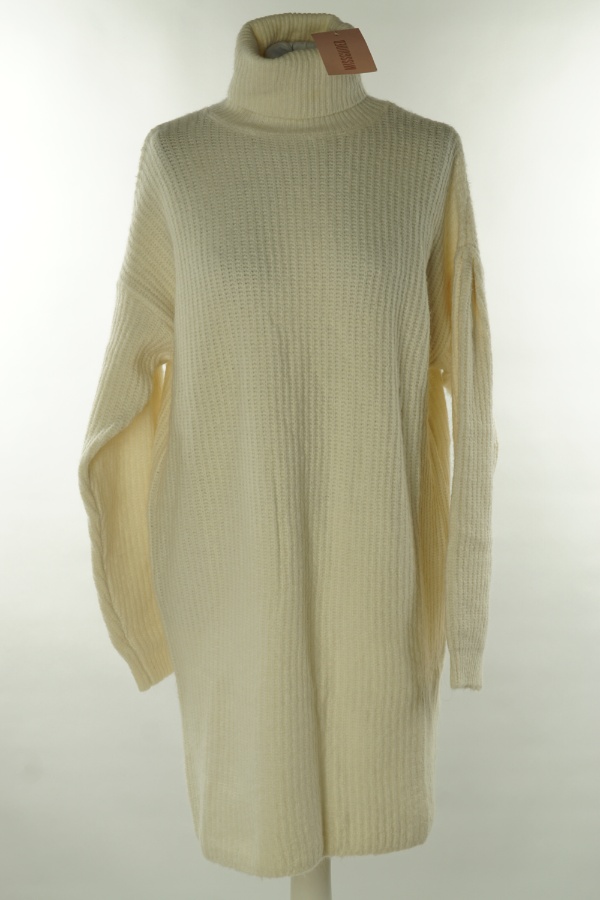 Sukienka sweterkowa kremowa - MISSGUIDED zdjęcie 1