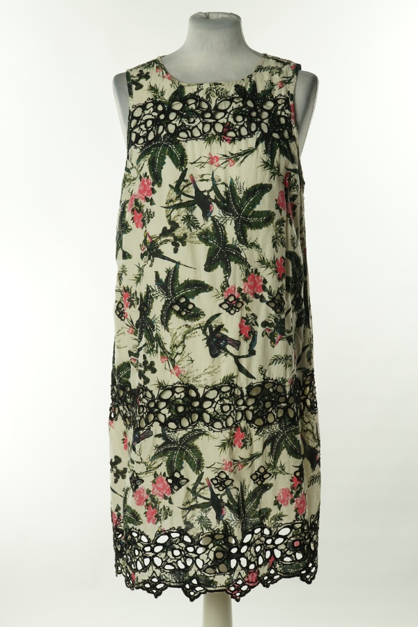 Sukienka kremowa w zielone liście - RIVER ISLAND zdjęcie 1