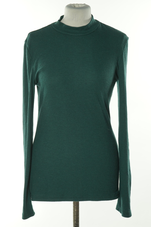 Bluzka zielona prążkowana ze stójką - SHEIN zdjęcie 1