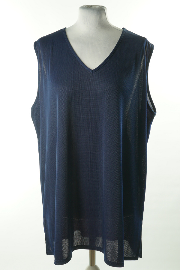 Bluzka granatowa z dekoltem V   - HAYANG zdjęcie 1