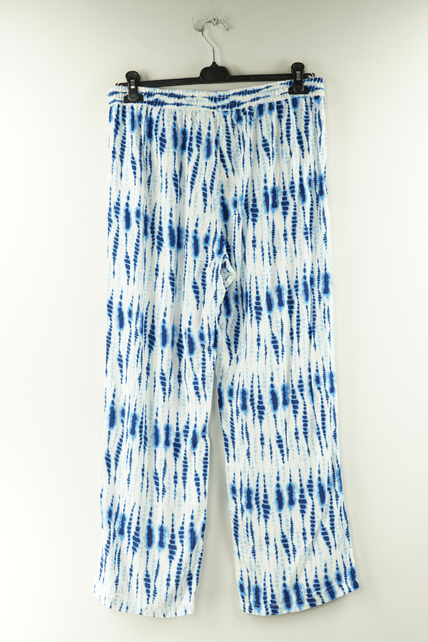 Spodnie białe w granatowe wzory, 100% wiskoza - UP2FASHION zdjęcie 2