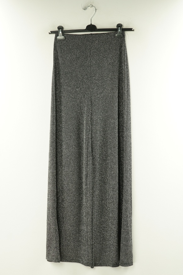 Spodnie czarne połyskujące z szeroką nogawką - STRADIVARIUS zdjęcie 1