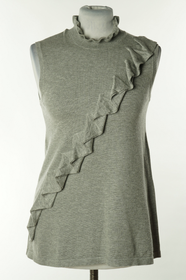 Bluzka szara sweterkowa z falbaną - CREAM zdjęcie 1