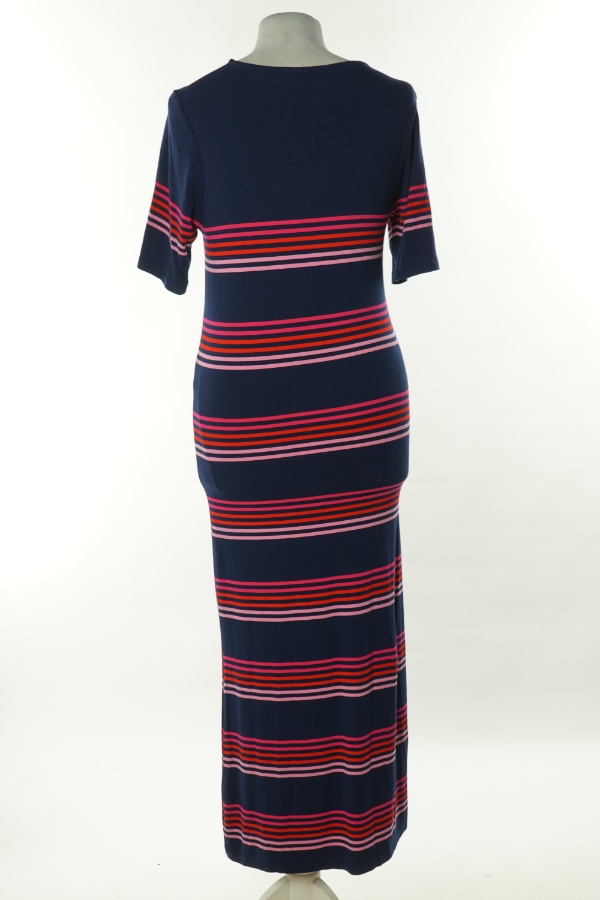 Sukienka granatowa w różowo-czerwone paski - LOVE&ROSES zdjęcie 2