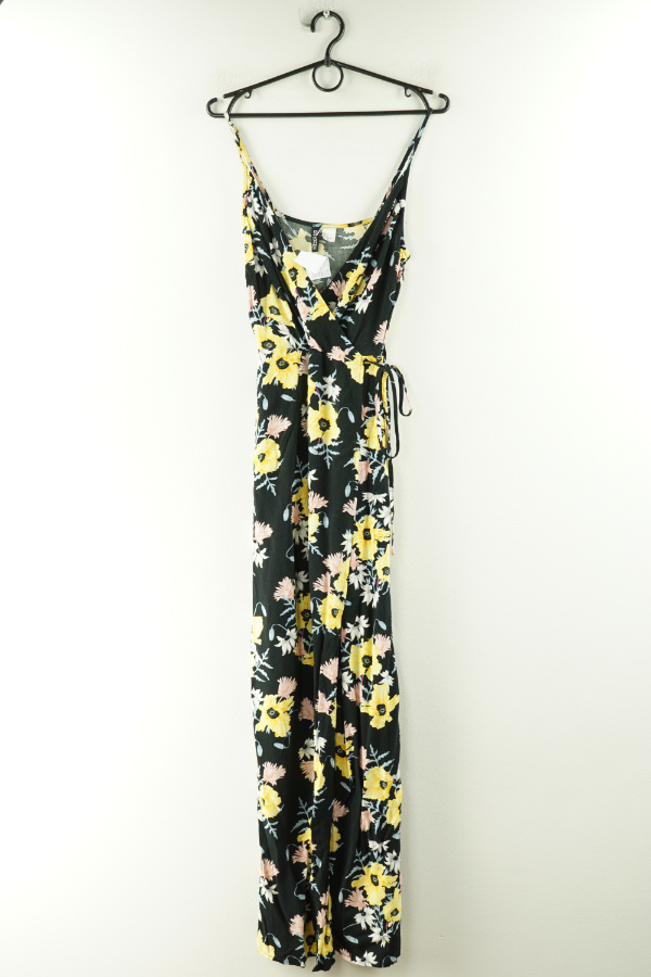 Sukienka czarna w  duże kwiaty H&M - H&M zdjęcie 1