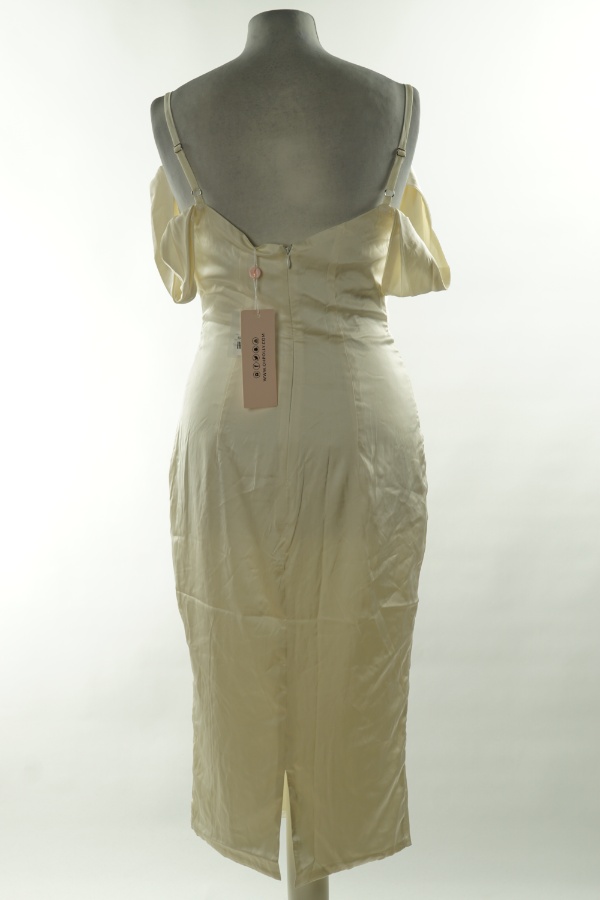 Sukienka kremowa z lejącym dekoltem - OH POLLY zdjęcie 2