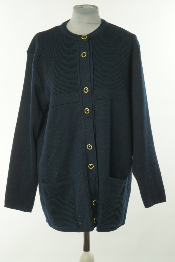 Kardigan granatowy ze złotymi guzikami(30%wełna) - BRAK METKI Z NAZWĄ PRODUCENTA zdjęcie 1