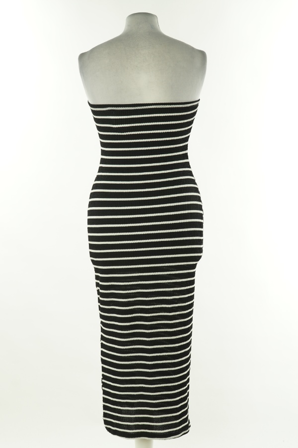 Sukienka opinająca czarna w białe paski - SHEIN zdjęcie 2