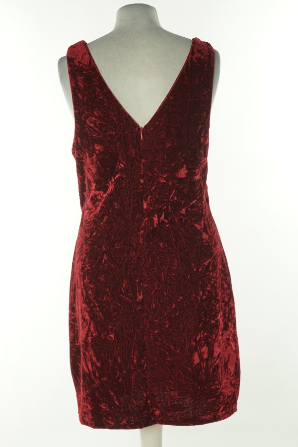 Sukienka czerwona welurowa - BRAK METKI Z NAZWĄ PRODUCENTA zdjęcie 2
