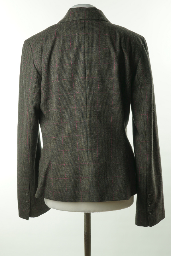 Marynarka z wełną (50%) brązowa w kratkę - H&M zdjęcie 2