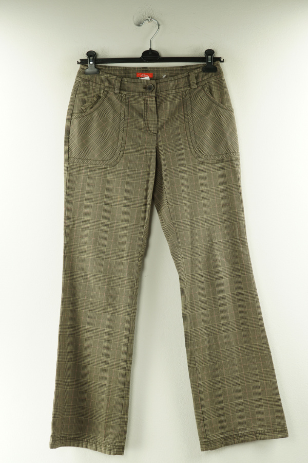 Spodnie brązowe kraciaste z szerokimi nogawkami - S.OLIVER zdjęcie 1