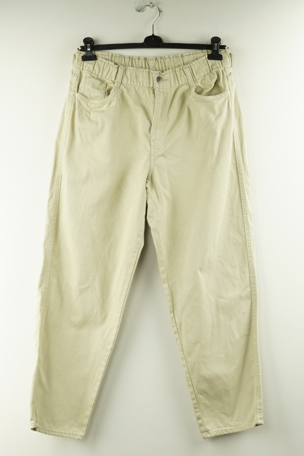 Spodnie beżowe jeansowe z wysokim stanem, H&M - H&M zdjęcie 1