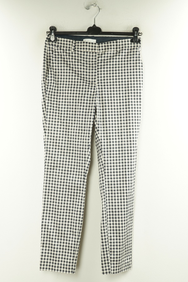 Spodnie materiałowe kremowo-granatowe w kratkę, H&M - H&M zdjęcie 1