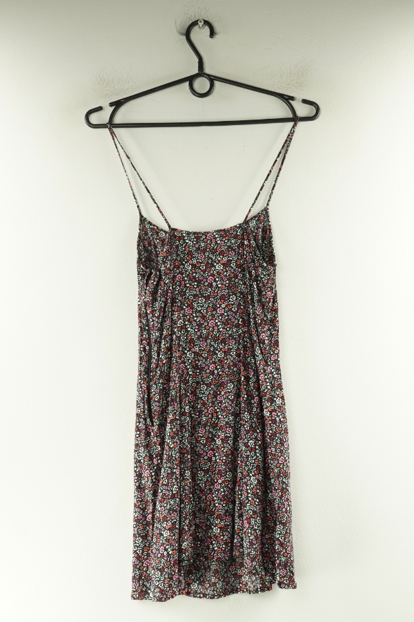 Sukienka czarna w drobne różowe kwiatki - H&M zdjęcie 2