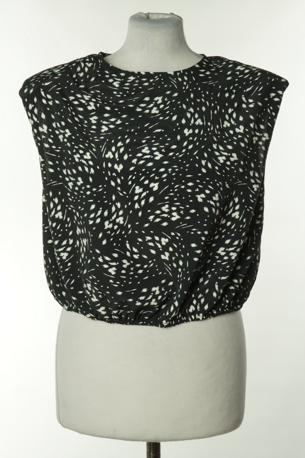 Bluzka z poduszkami na ramionach czarna w białe wzory - PRIMARK zdjęcie 1