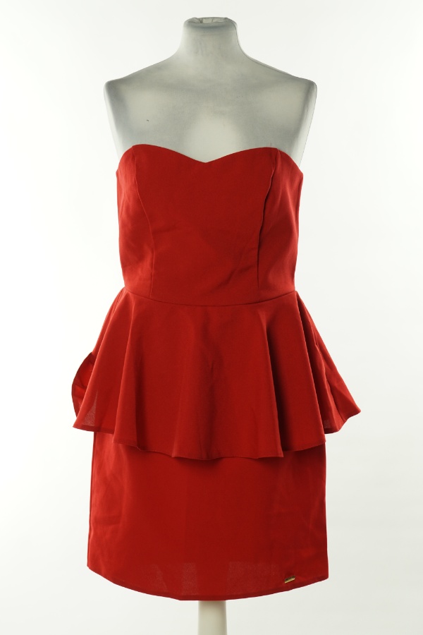 Sukienka czerwona z baskinką - A&A zdjęcie 1