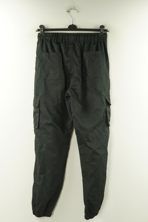 Spodnie materiałowe czarne na gumkę z kieszeniami - SHEIN zdjęcie 2