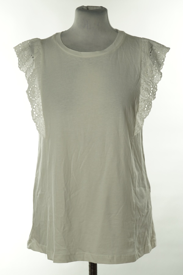 Koszulka biała z ażurowymi falbankami - VERO MODA zdjęcie 1