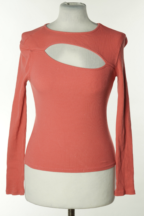 Bluzka różowa prążkowana z wycięciem - GINATRICOT zdjęcie 1