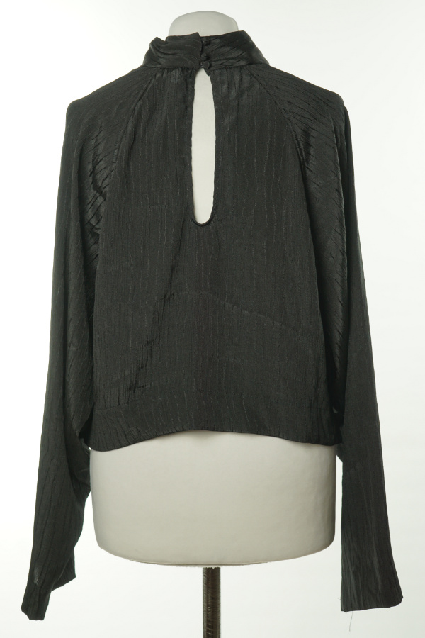 Bluzka czarna z czarnym wzorem H&M - H&M zdjęcie 2