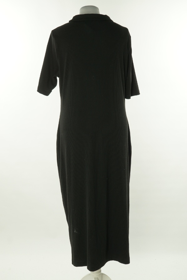 Sukienka czarna z kołnierzykiem długa - F&F zdjęcie 2