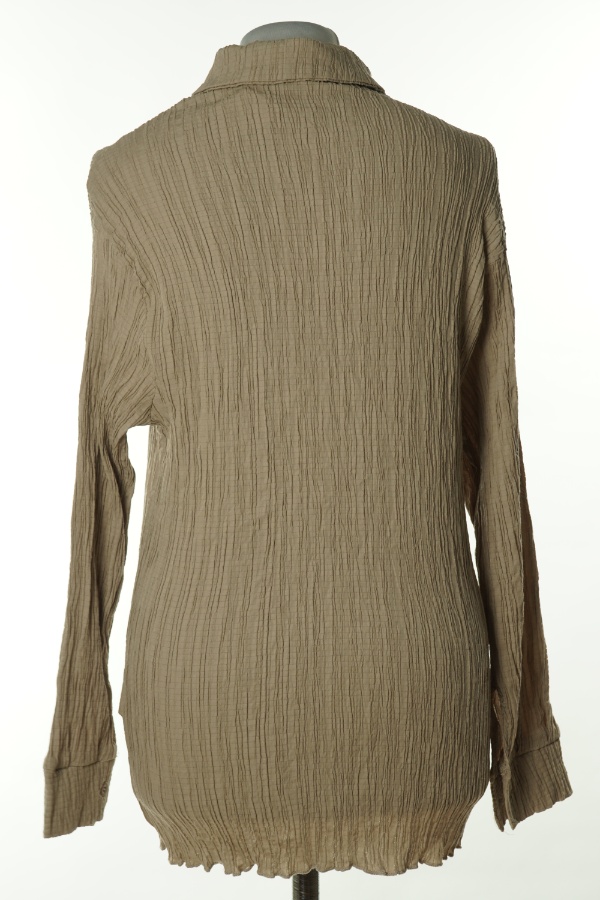 Koszula beżowa z marszczoną fakturą - SHEIN zdjęcie 2