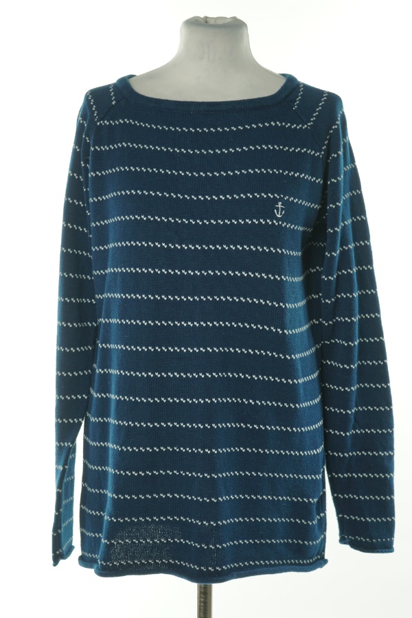 Sweter granatowy w białe paski - ICONIC SPORT zdjęcie 1