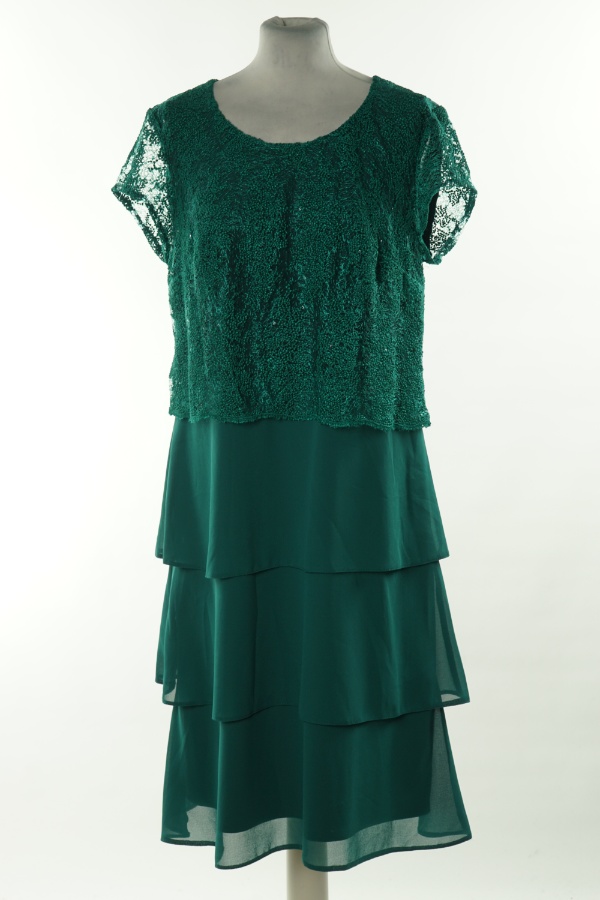 Sukienka zielona z falbanką - DANA zdjęcie 1