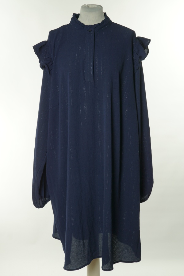 Sukienka granatowa z błyszczącą nitką - ZIZZI zdjęcie 1