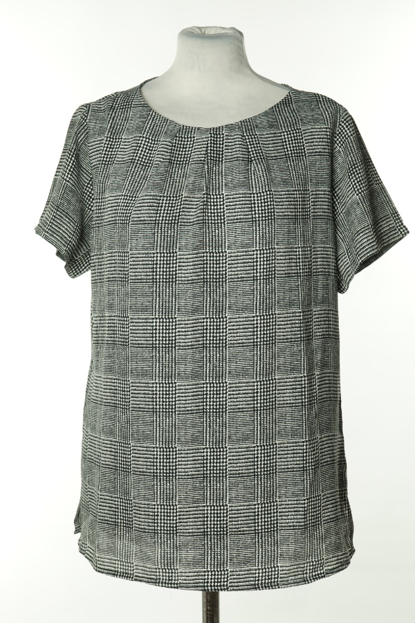 Bluzka biało-czarna w kratkę - SIMON JERSEY zdjęcie 1