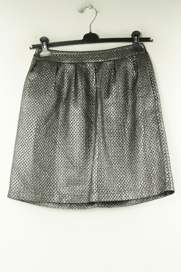 Spódnica materiałowa srebrna połyskująca - RESERVED zdjęcie 1