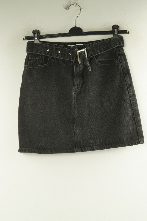 Spódnica ciemnoszara jeansowa z paskiem - DENIM CO zdjęcie 1